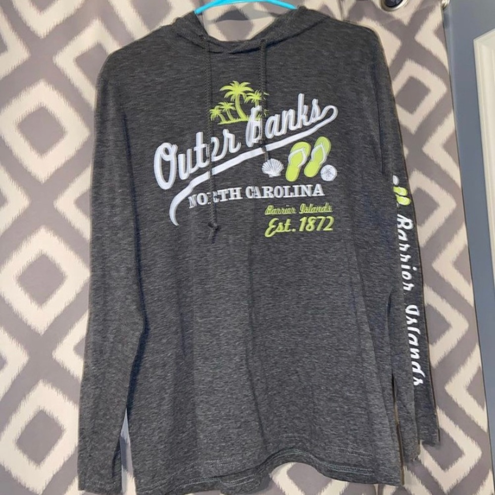 outer banks, draw string and hood — gray/lime